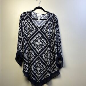 Joseph Ribkoff navy blue and White Asymmetrical Blouse